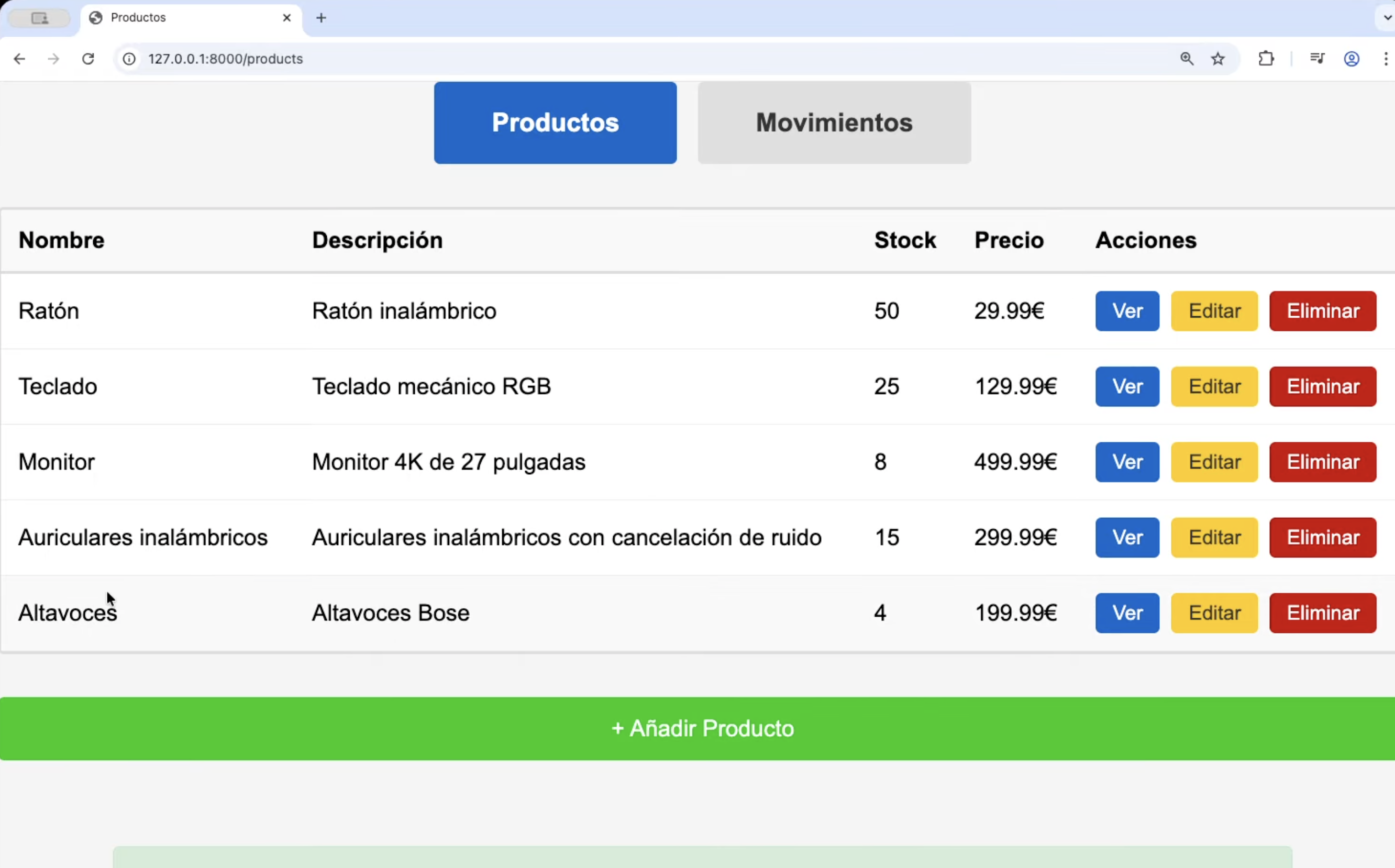 CRUD de Stock Laravel